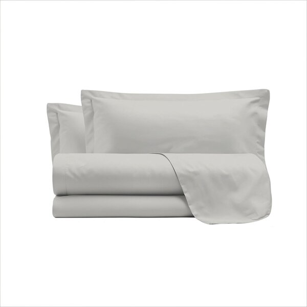 Set Lenzuola Sopra Sotto e Federe Matrimoniale Maxi 180x200 cm Linea Cloe in Raso di Cotone Grigio Chiaro