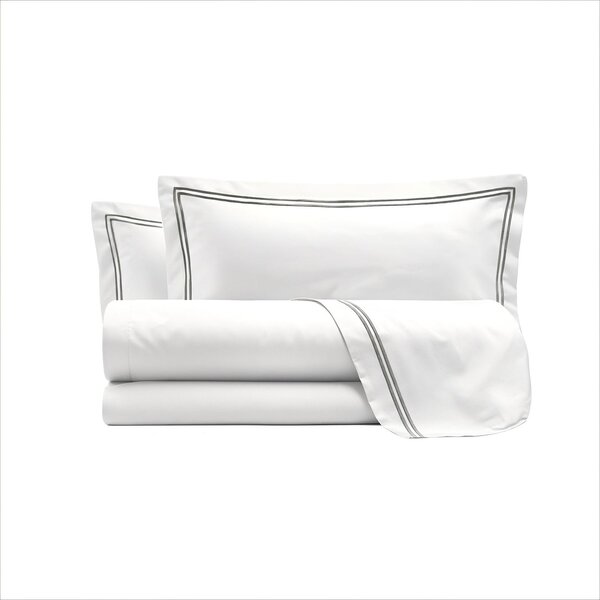 Set Lenzuola Sopra Sotto e Federe Matrimoniale Maxi 180x200 cm Linea Venere in Raso di Cotone Grigio