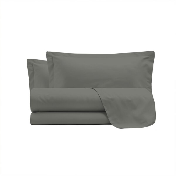 Set Lenzuola Sopra Sotto e Federe Matrimoniale Maxi 180x200 cm Linea Cloe in Raso di Cotone Fumo