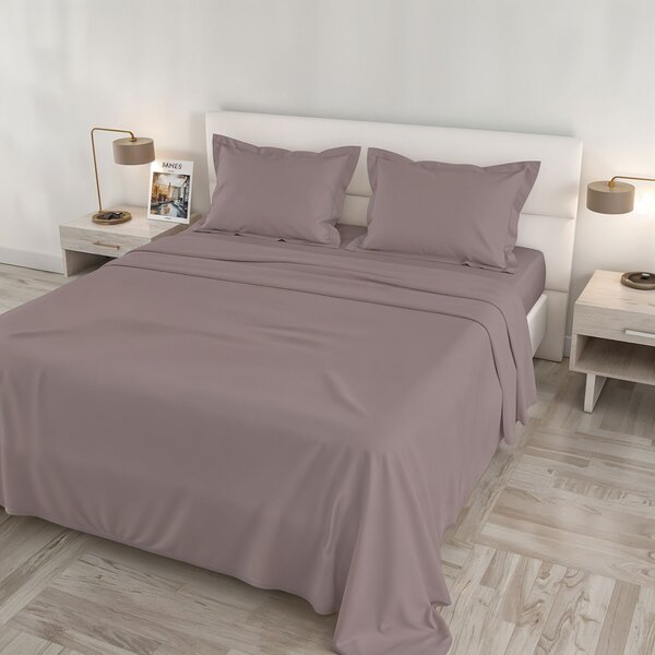 Set Lenzuola Sopra Sotto e Federe Matrimoniale Maxi 180x200 cm Linea Cloe in Raso di Cotone Rosa Antico