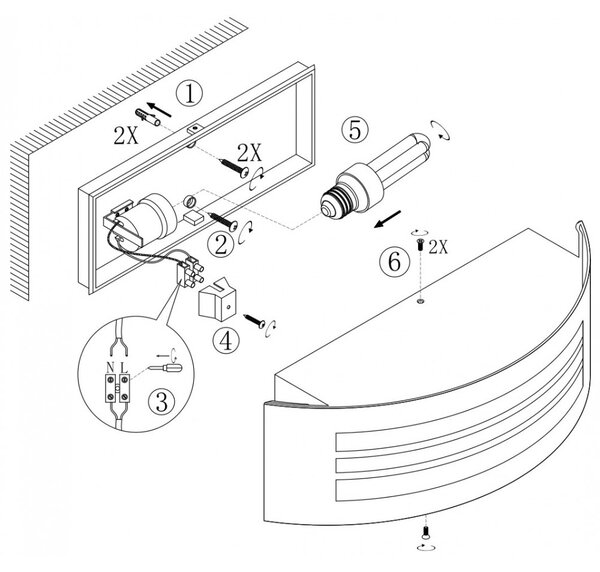 Applique Bianca E27 IP54 da Esterno Antiabbagliamento - Serie SHELL Base E27