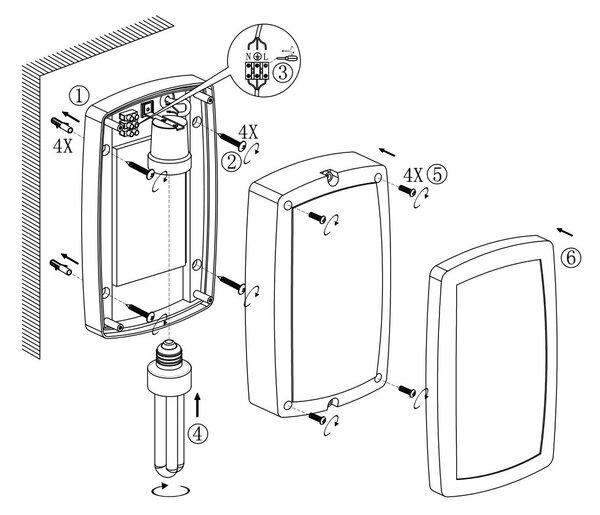 Applique Rettangolare Bianca E27, da Parete e Soffitto, IP54 Base E27