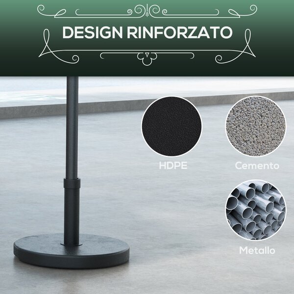 Outsunny Base per Ombrellone da 15kg Rotonda per Pali da Ø24-38mm, Plastica e Cemento, Ø46.5 cm, Nero