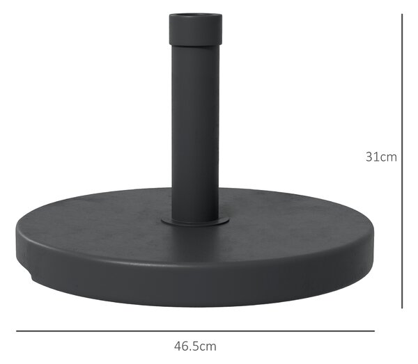 Outsunny Base per Ombrellone da 15kg Rotonda per Pali da Ø24-38mm, Plastica e Cemento, Ø46.5 cm, Nero