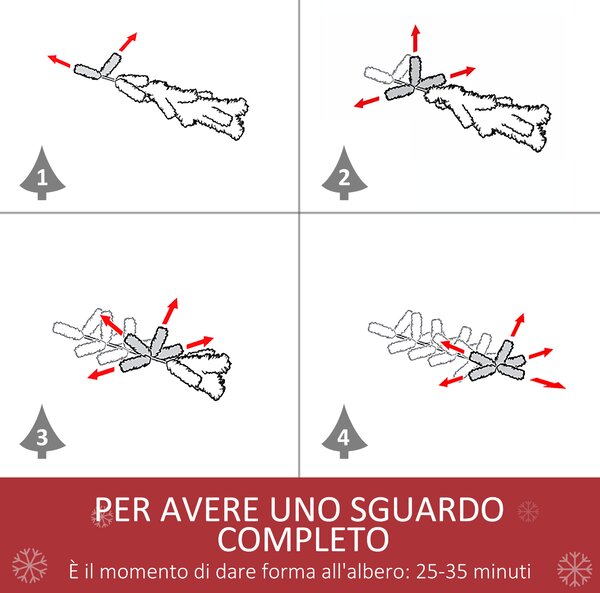 HOMCOM Albero di Natale Artificiale Innevato 180cm con 800 Rami e Pigne, Apertura Automatica e Base Pieghevole, Verde