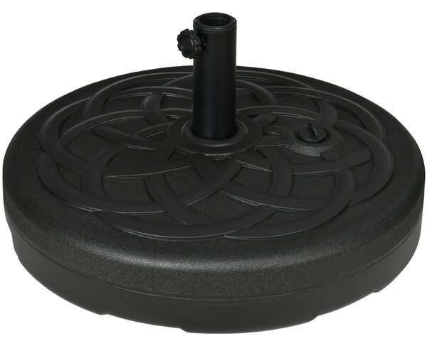 Outsunny Base per Ombrellone Rotonda in Plastica Riempibile con Acqua e Sabbia per Pali da 38-48 mm, Ø56 cm, Nero