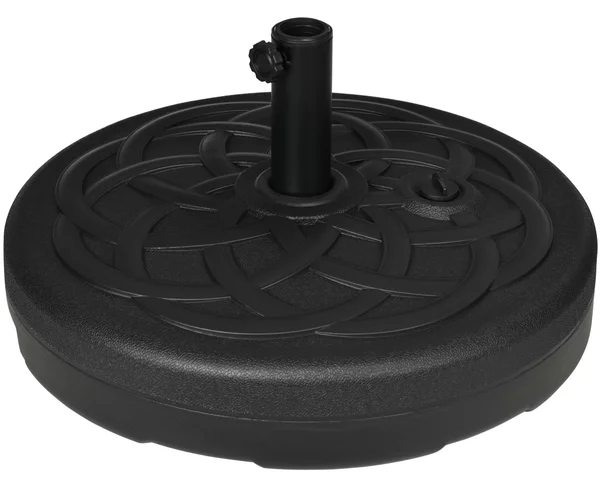 Outsunny Base per Ombrellone Rotonda in Plastica Riempibile con Acqua e Sabbia per Pali da 38-48 mm, Ø56 cm, Nero