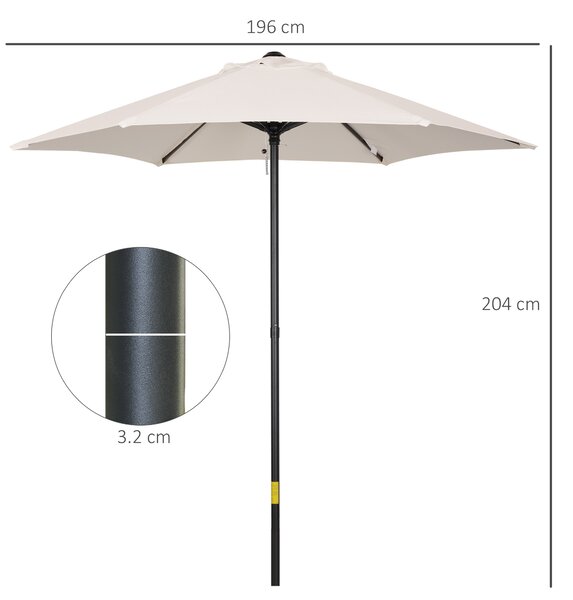 Outsunny Ombrellone da Giardino 2x2m Rotondo con Palo Centrale in Alluminio e Poliestere, Crema
