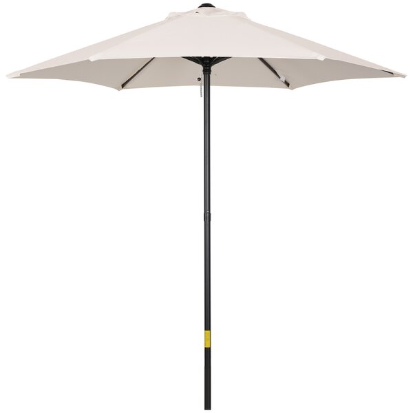 Outsunny Ombrellone da Giardino 2x2m Rotondo con Palo Centrale in Alluminio e Poliestere, Crema