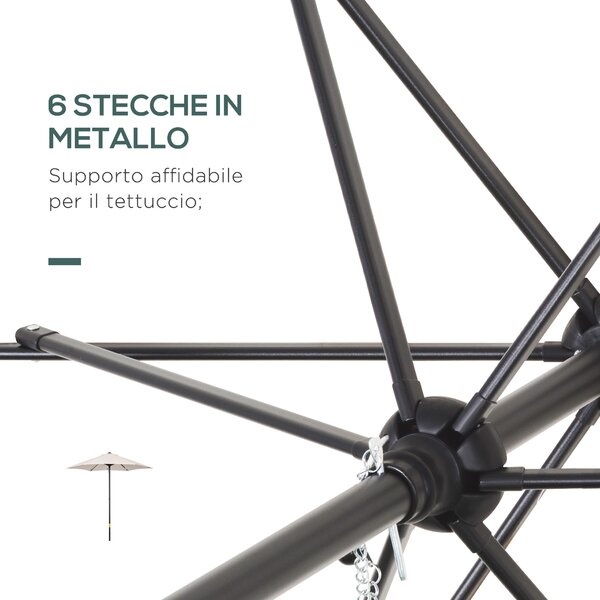 Outsunny Ombrellone da Giardino 2x2m Rotondo con Palo Centrale in Alluminio e Poliestere, Crema
