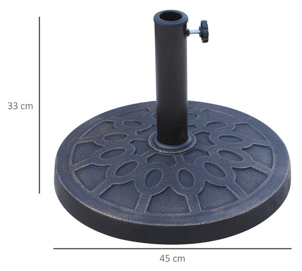 Outsunny Base per Ombrellone Rotondo per Pali da Ø38 e Ø48 mm, in Resina e Acciaio, Ø45 cm, Bronzo