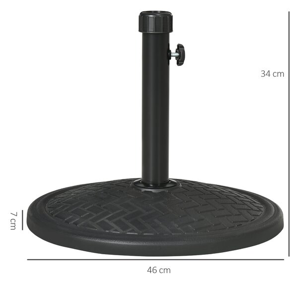 Outsunny Base per Ombrellone di 14kg per Pali da Ø32-38 mm, Metallo e Cemento, Ø46 cm, Nero