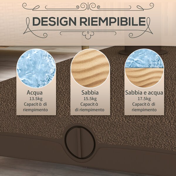 Outsunny Base per Ombrellone con Ruote Riempibile fino a 20 kg per Pali da Ø22-38 mm, 45x45x39 cm, Marrone