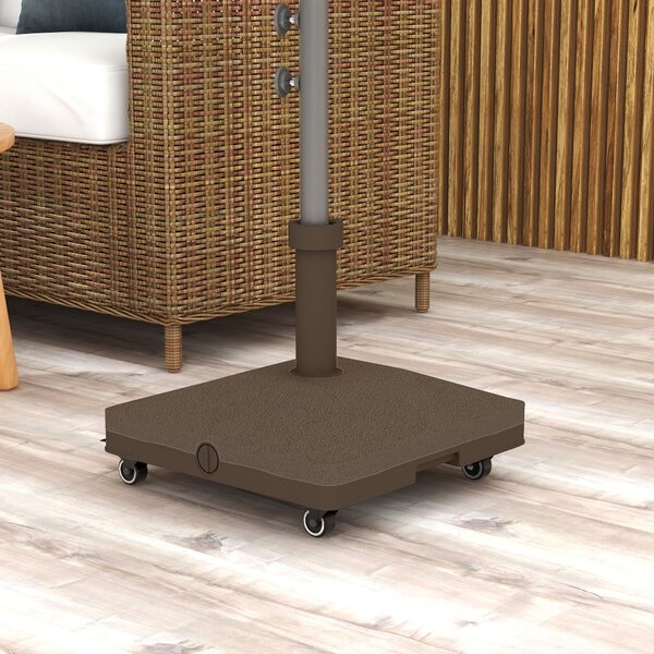 Outsunny Base per Ombrellone con Ruote Riempibile fino a 20 kg per Pali da Ø22-38 mm, 45x45x39 cm, Marrone