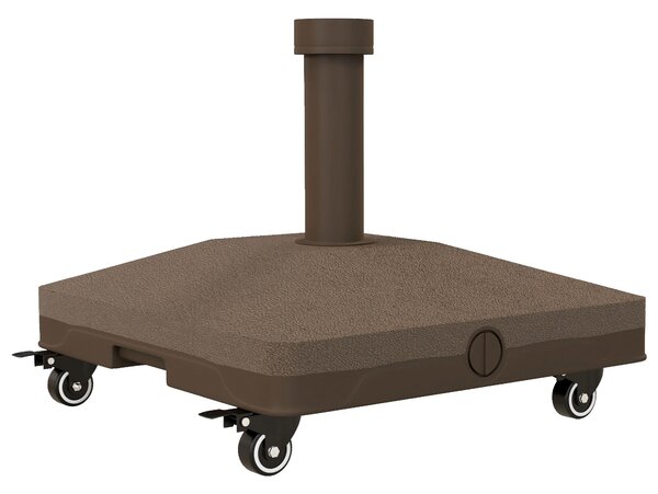 Outsunny Base per Ombrellone con Ruote Riempibile fino a 20 kg per Pali da Ø22-38 mm, 45x45x39 cm, Marrone