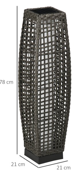 Outsunny Lampada Solare da Giardino con Pannello di Ricarica, in Acciaio e Rattan, 21x21x78 cm, Nero e Grigio|Aosom