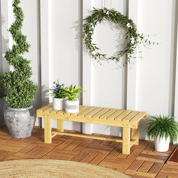 Outsunny Panchina da Esterni Impermeabile a 2 Posti in Legno di Abete, Per Giardino Terrazzo, Fino 250kg, 110x38x35cm|Aosom