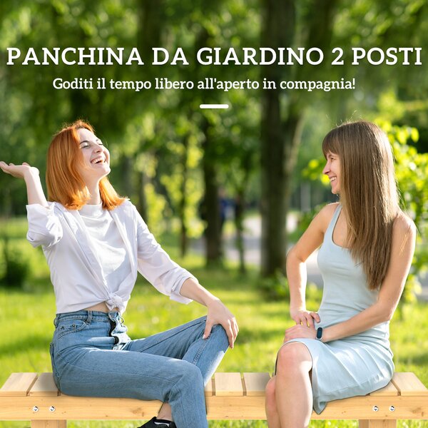 Outsunny Panchina da Esterni Impermeabile a 2 Posti in Legno di Abete, Per Giardino Terrazzo, Fino 250kg, 110x38x35cm|Aosom