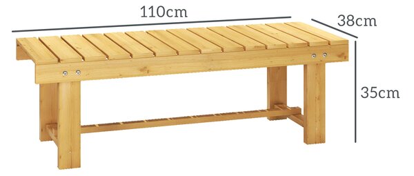 Outsunny Panchina da Esterni Impermeabile a 2 Posti in Legno di Abete, Per Giardino Terrazzo, Fino 250kg, 110x38x35cm|Aosom