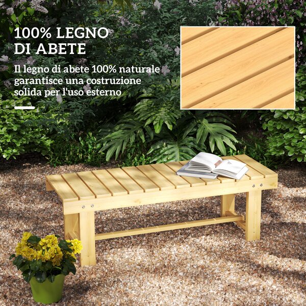 Outsunny Panchina da Esterni Impermeabile a 2 Posti in Legno di Abete, Per Giardino Terrazzo, Fino 250kg, 110x38x35cm|Aosom