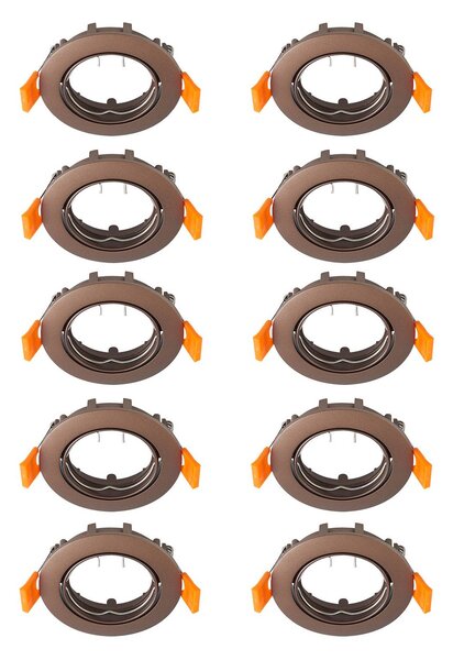 Prios plafoniera a incasso Fibur, bronzo, zinco, Ø 8,2 cm, 10 unità Fibur PRIOS, dimmerabile, Bronzo / Ottone antico, Soggiorno / Sala da pranzo, Metallo, Moderno