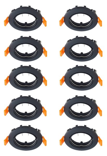Prios plafoniera a incasso Fibur, nero, zinco, Ø8,2cm, 10 pezzi Fibur PRIOS, dimmerabile, Nero, Soggiorno / Sala da pranzo, Metallo, Moderno
