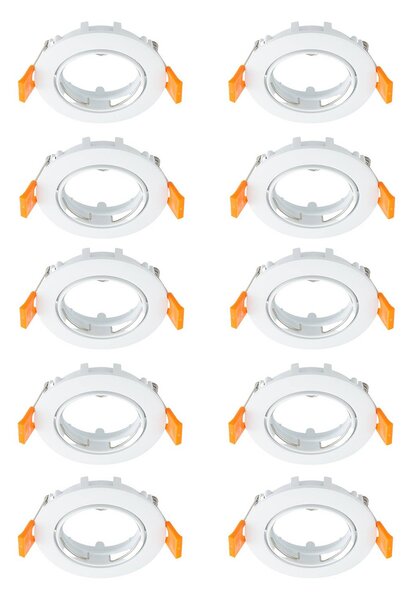 Prios plafoniera a incasso Fibur, bianco, zinco, Ø 8,2 cm, 10 unità Fibur PRIOS, dimmerabile, Bianco / Opale, Soggiorno / Sala da pranzo, Metallo, Moderno