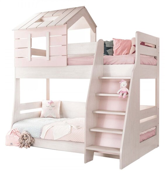 Letto a castello Montessori per bambini Casita Iris 90x200/90x200cm, Escalera - Destra