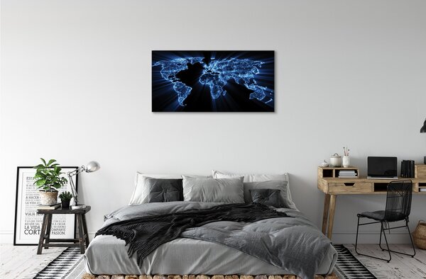 Quadro su tela Mappa blu 100x50 cm