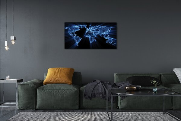 Quadro su tela Mappa blu 100x50 cm