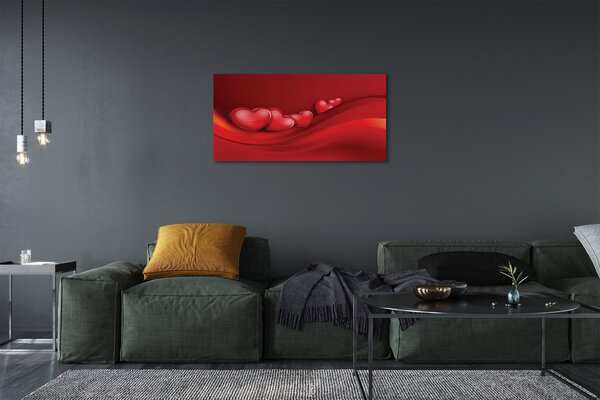 Quadro su tela Cuori di sfondo rosso 100x50 cm