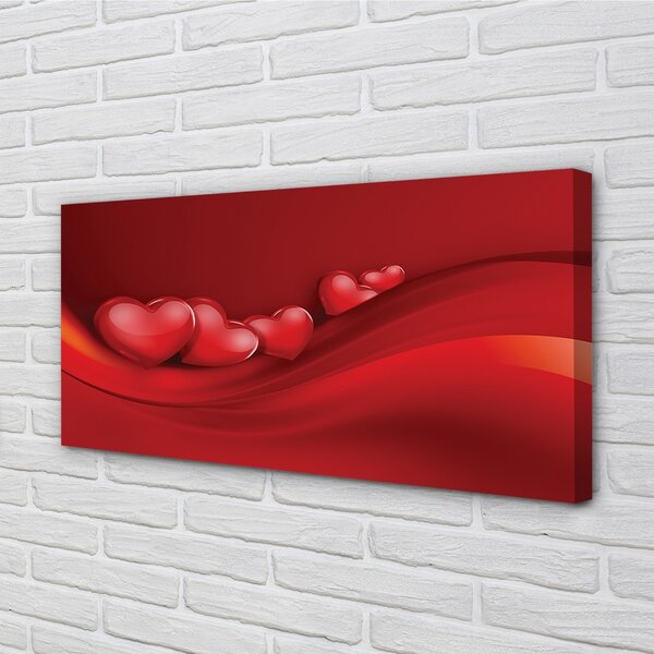 Quadro su tela Cuori di sfondo rosso 100x50 cm