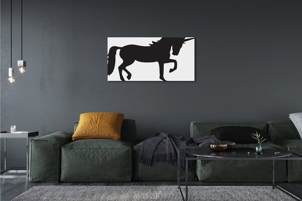 Stampa quadro su tela Unicorno nero 100x50 cm