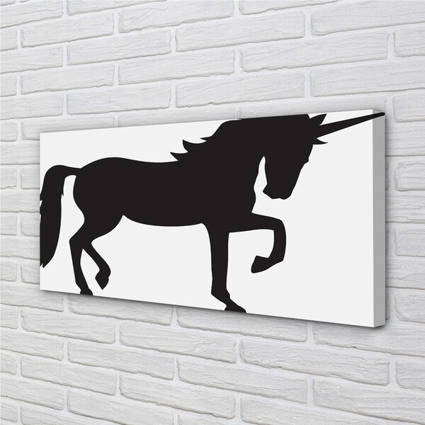 Stampa quadro su tela Unicorno nero 100x50 cm