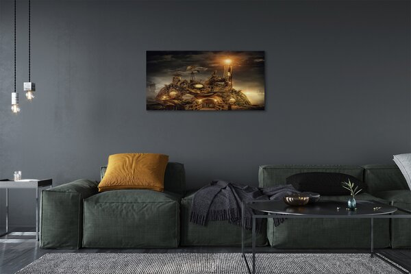 Quadro su tela Cloud della nave lanterna 100x50 cm