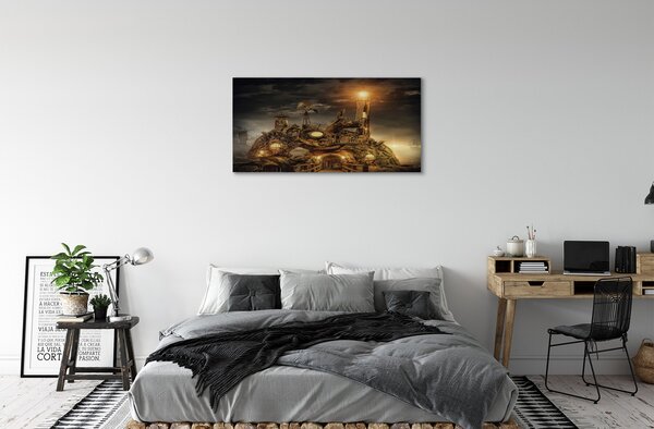 Quadro su tela Cloud della nave lanterna 100x50 cm