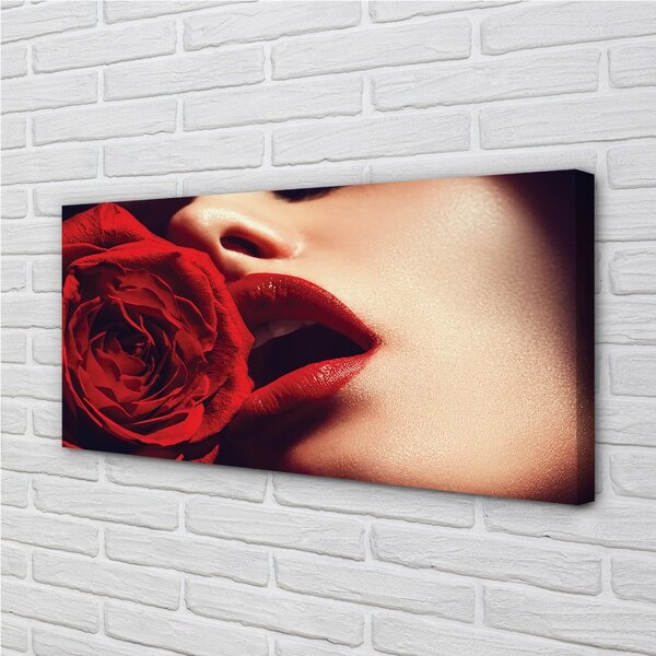 Quadro su tela Labbra da donna rosa 100x50 cm