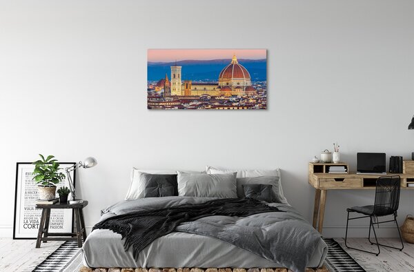 Quadro su tela Night panorama del dipartimento italiano 100x50 cm