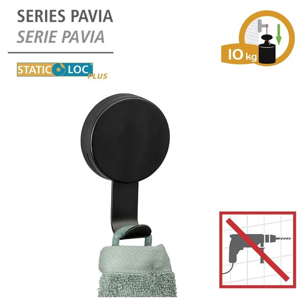 Set di 2 ganci per asciugamani neri Pavia - Wenko