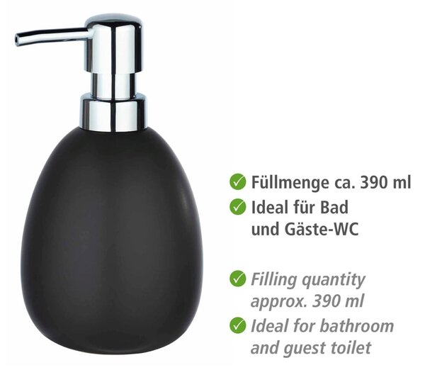 Dispenser di sapone in ceramica nera opaca Polaris - Wenko