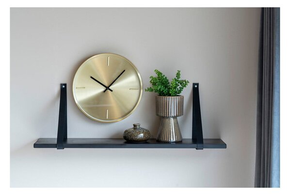 Scaffale in legno nero con maniglie in pelle , 80 x 20 cm Forno - House Nordic