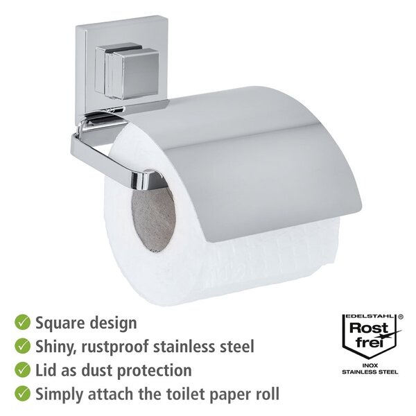 Porta carta igienica autoportante Vacuum-Loc, 14 x 13 cm Quadro - Wenko