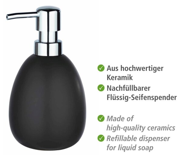 Dispenser di sapone in ceramica nera opaca Polaris - Wenko