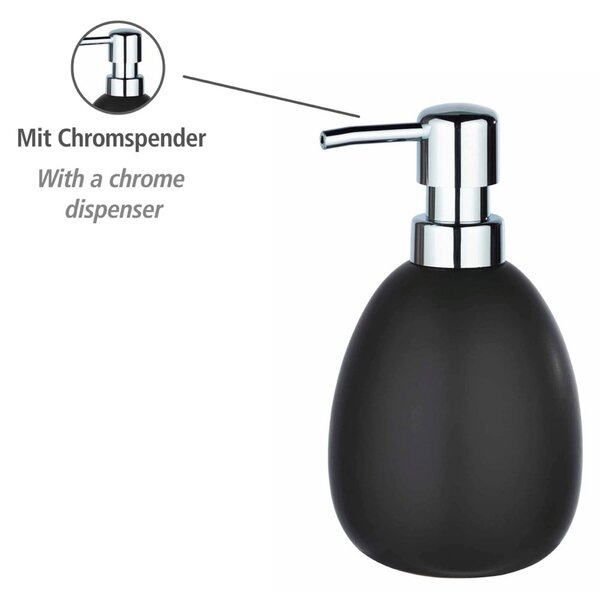 Dispenser di sapone in ceramica nera opaca Polaris - Wenko