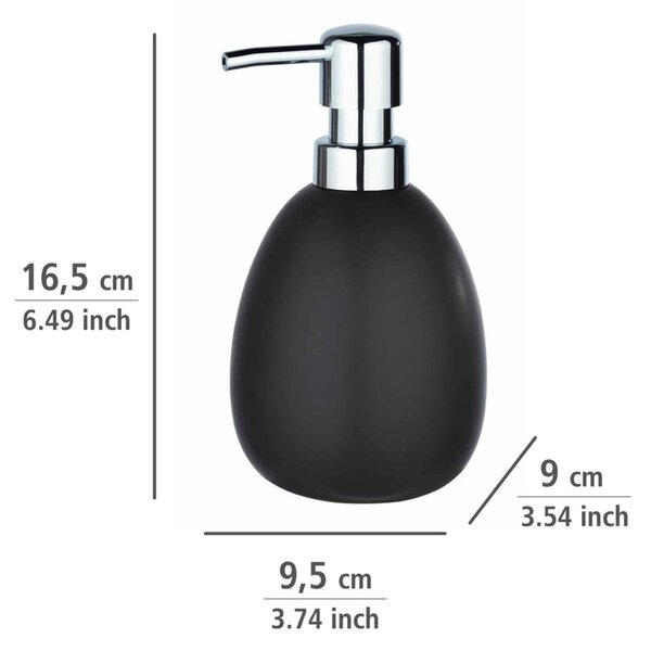 Dispenser di sapone in ceramica nera opaca Polaris - Wenko