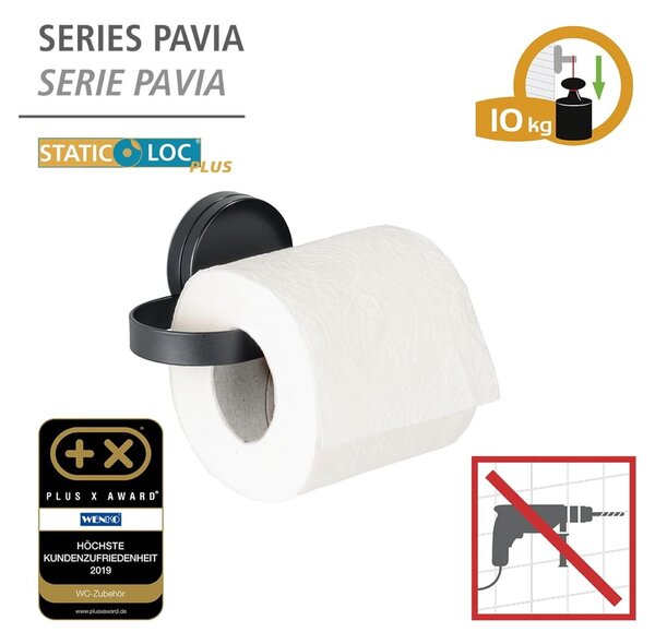 Porta carta igienica Static-Loc® nero Pavia - Wenko