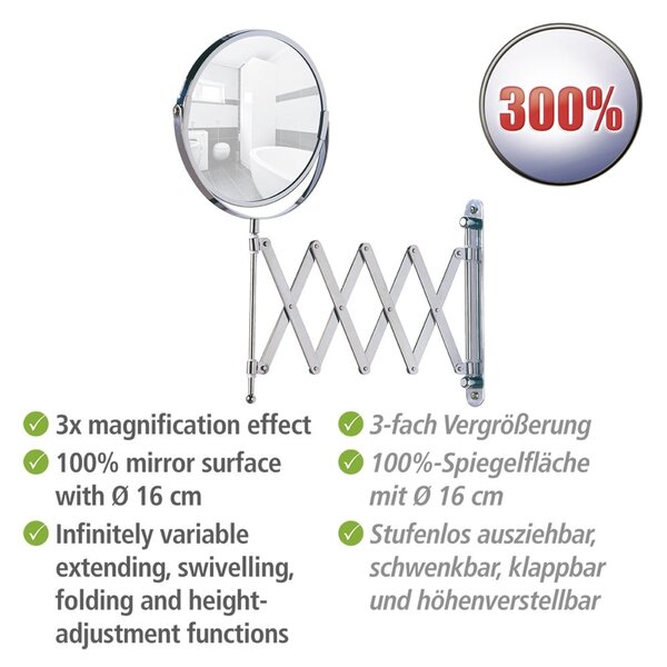 Specchio per make-up con ingrandimento (3x) ø 17 cm Exclusive – Wenko
