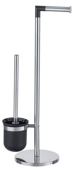 Scopino in argento con porta carta igienica Parus - Wenko