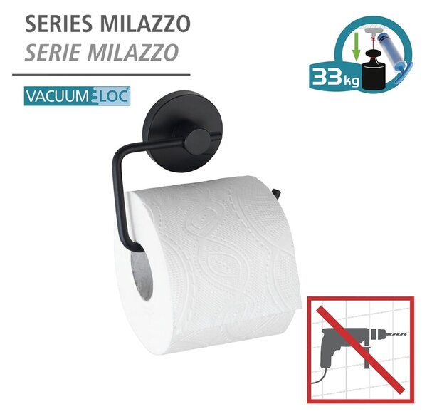 Porta carta igienica Vacuum-Loc® nero Milazzo - Wenko