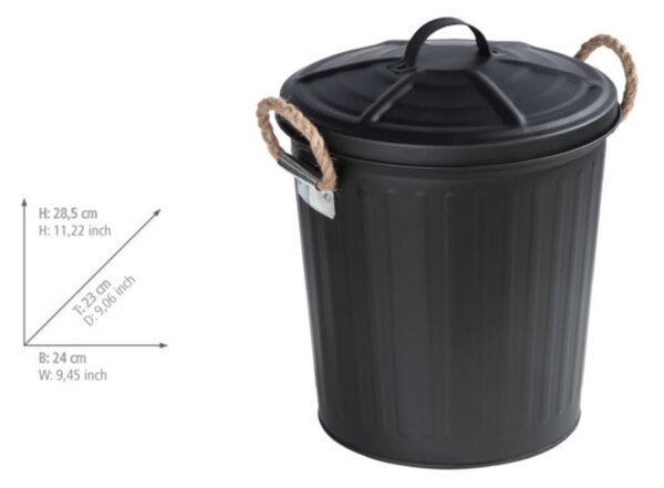Cestino nero opaco, volume 6 l Gara - Wenko